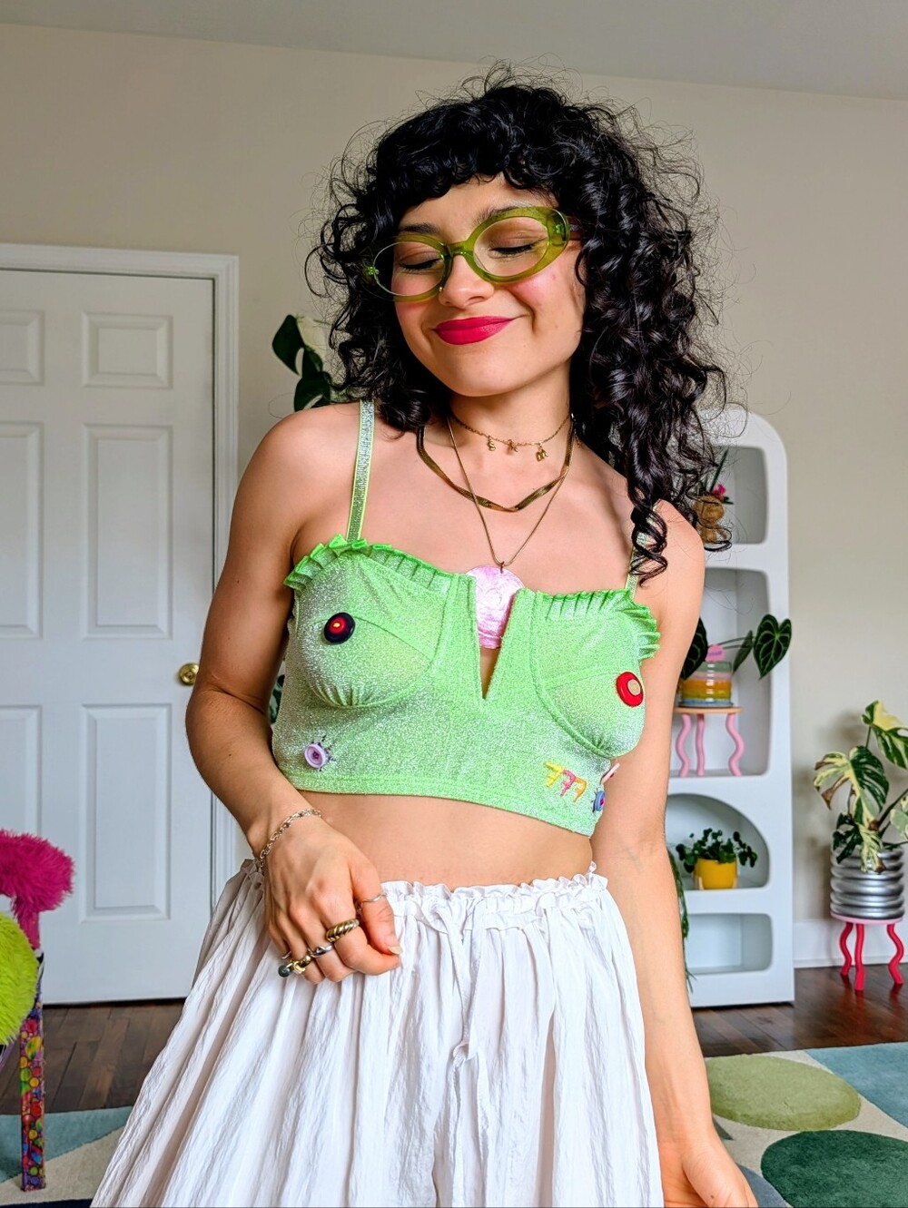 Handmade Green Bralette With Embroidery